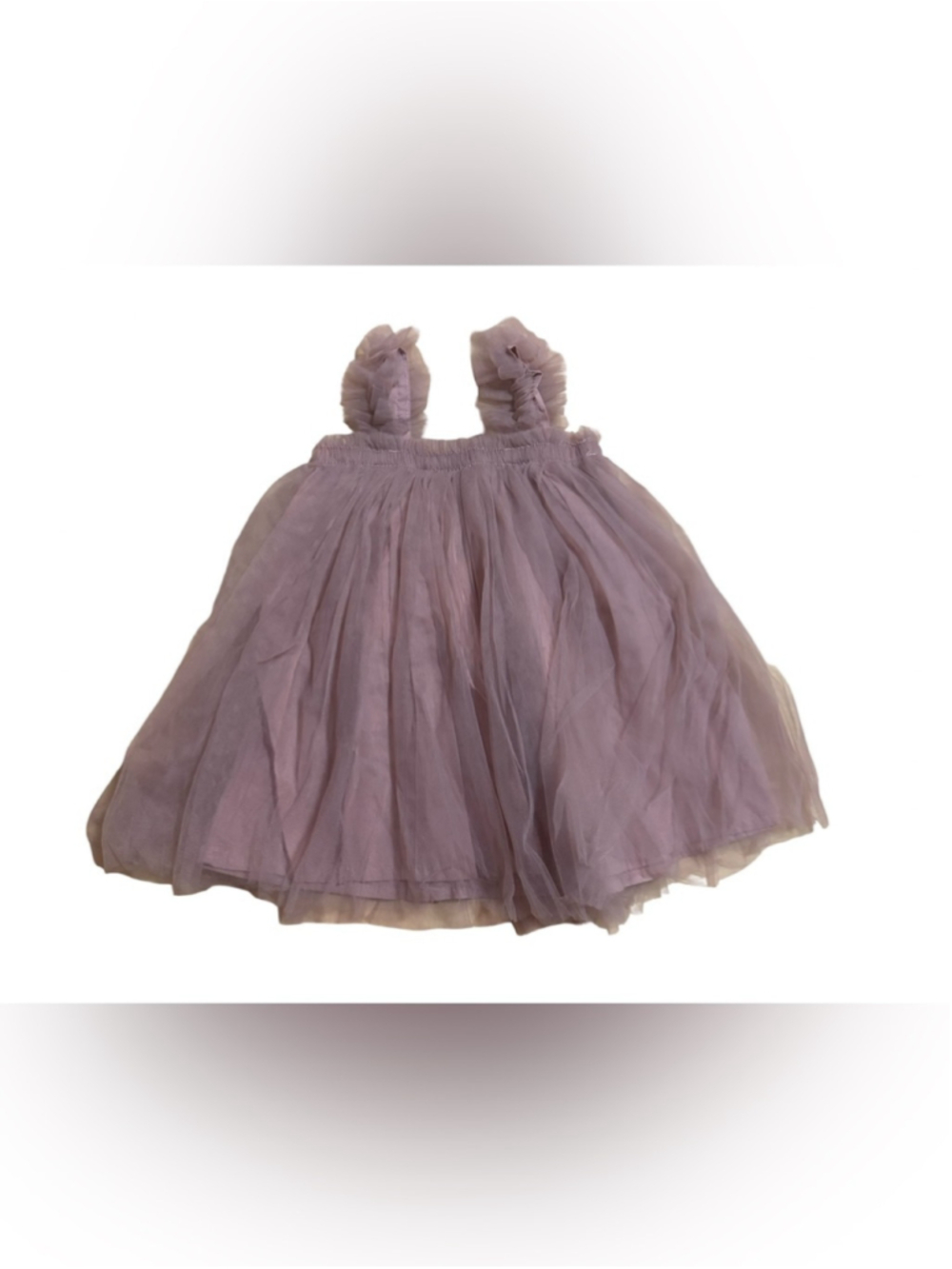 Dusty Pink Tulle Ruffle Strap Dress